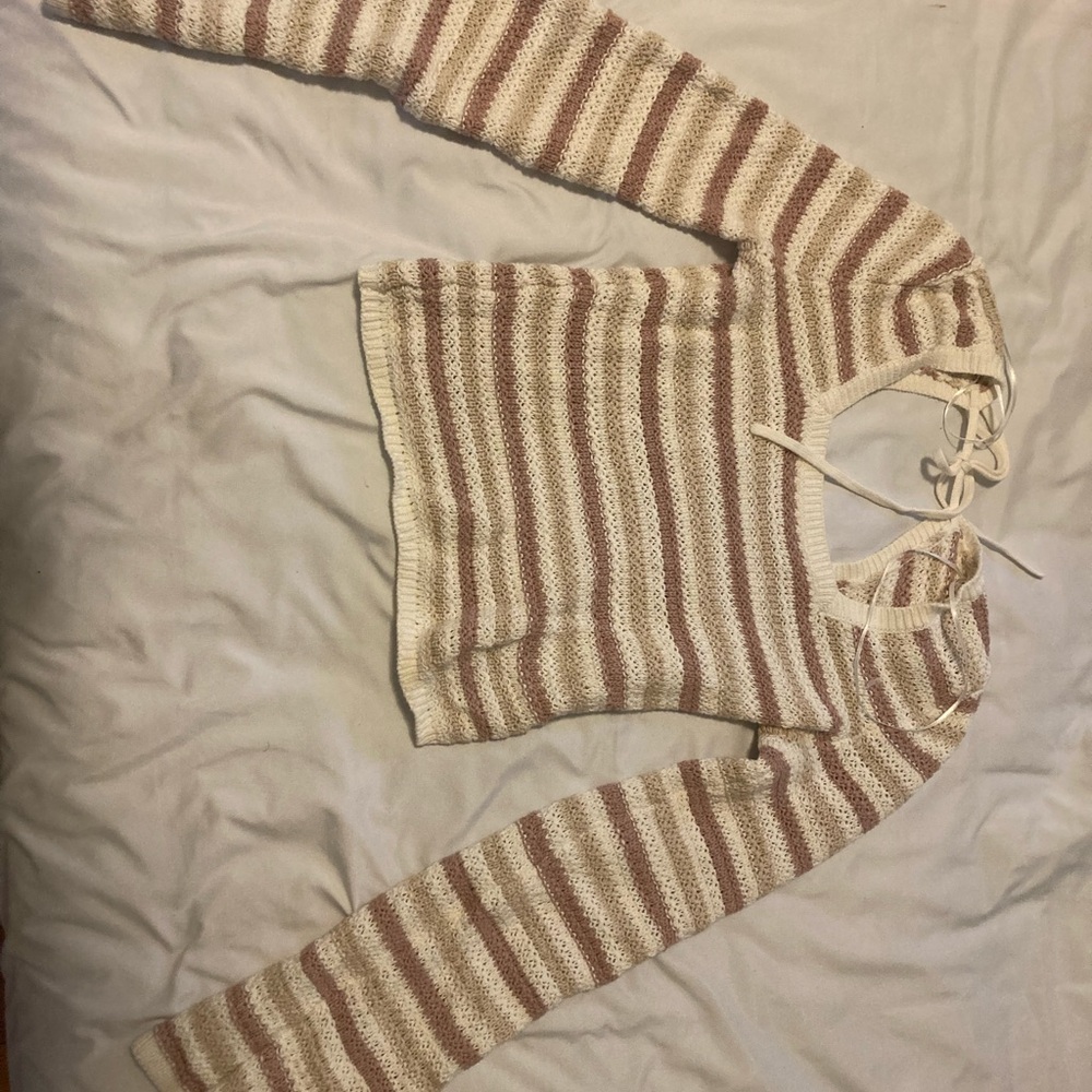 Striped Cream and Brown Sweater